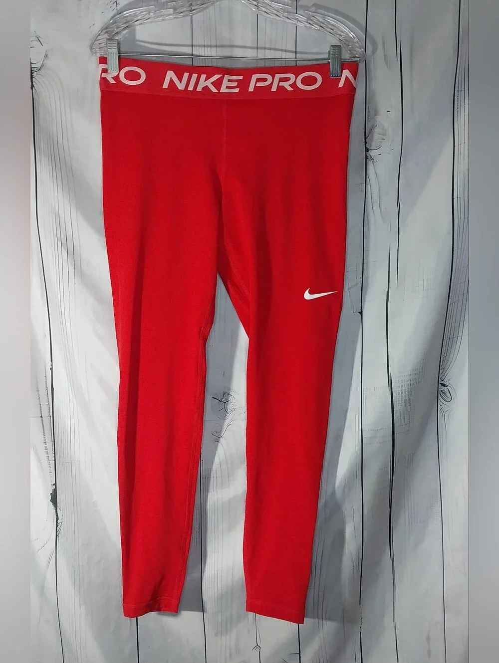 Nike Red Compression Activewear Athleisure Gym Wear Leggings with White Swoosh